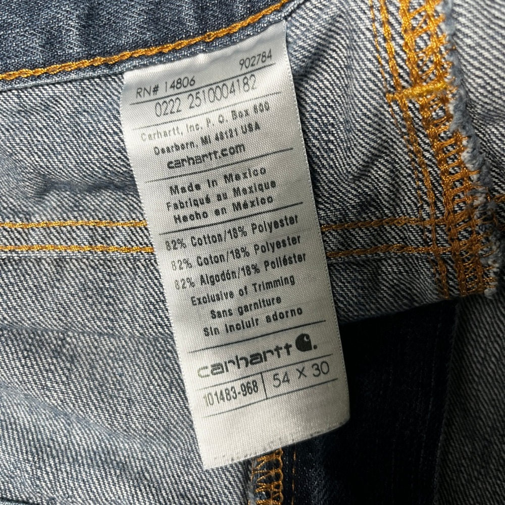 Carhartt Mens 54x30 Relaxed Fit Straight Leg Jeans Blue Denim 101483-968 - Picture 4 of 7